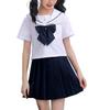 Sailor Suit Cosplay High School Girl Set Uniform Skirt School Uniform Fancy Dress JK Skirt Stockings White Navy School Festival Costume Bowknot Cute