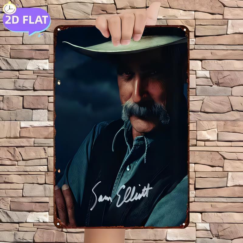 Tin Sign Metal Poster Vintage Barbershop Man Portrait Black Blue Beard Cowboy Style Wall Decor for Man Cave Garage Pub Shed Hom