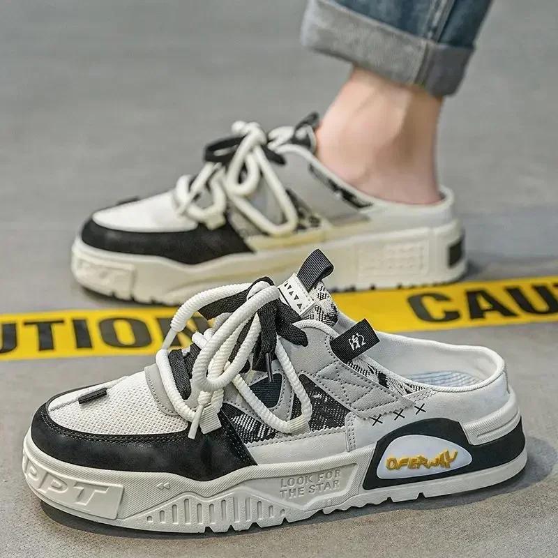 Мужские полутапочки Slip-on, мужская повседневная обувь, дышащая платформа, мужские кроссовки, удобные уличные тапочки Zapatos Hombre 2025