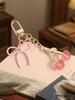 Fashionable Cute Pink Cherry Bow Exquisite Metal Lovers Bag Pendant Accessory Bag Charm