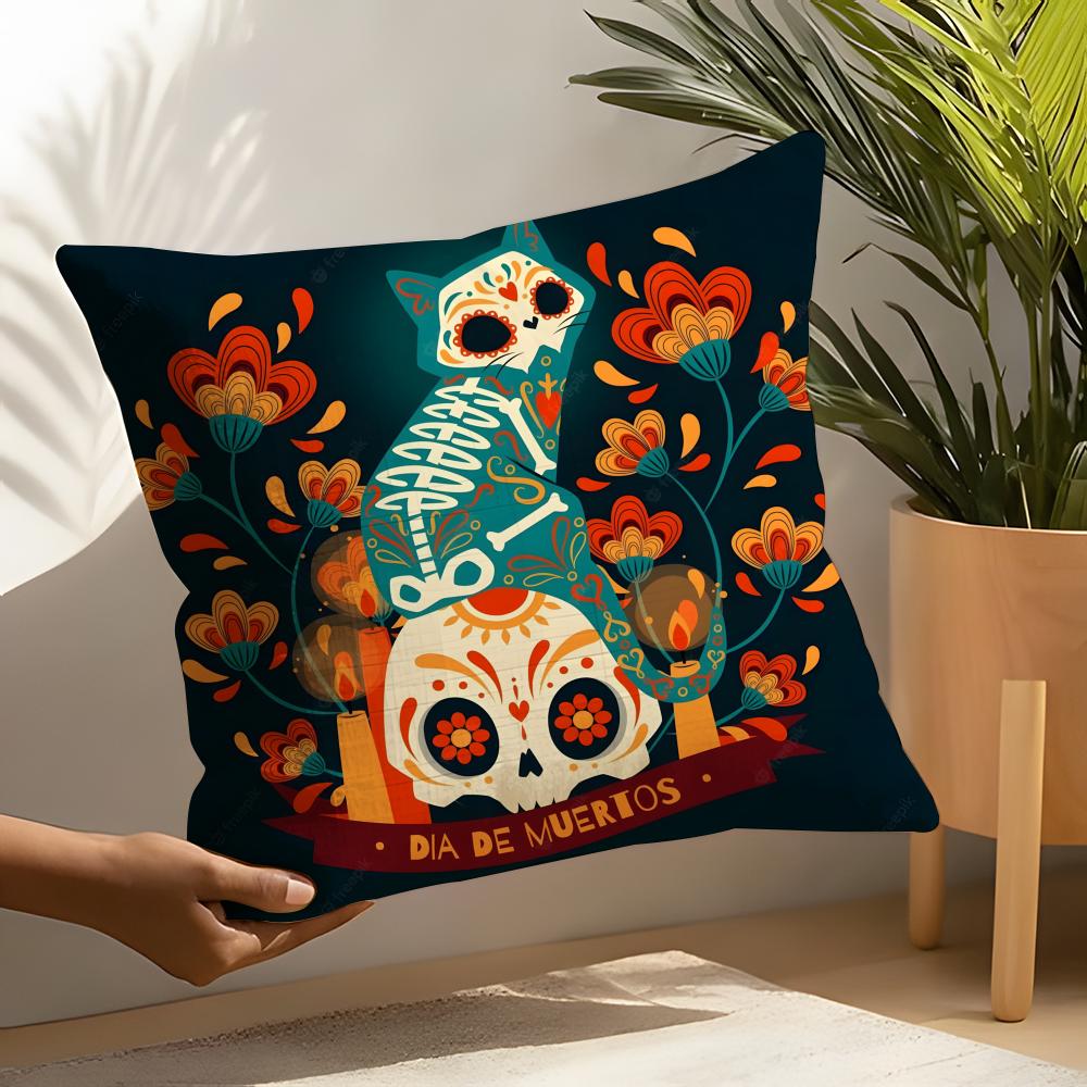 Фестиваль D-Dia De Muertos 1 Наволочка Льняные Чехлы на Подушки Для Декоративного Дивана Домашние Чехлы на Подушки Чехлы на Подушки Автомобильного Сиденья