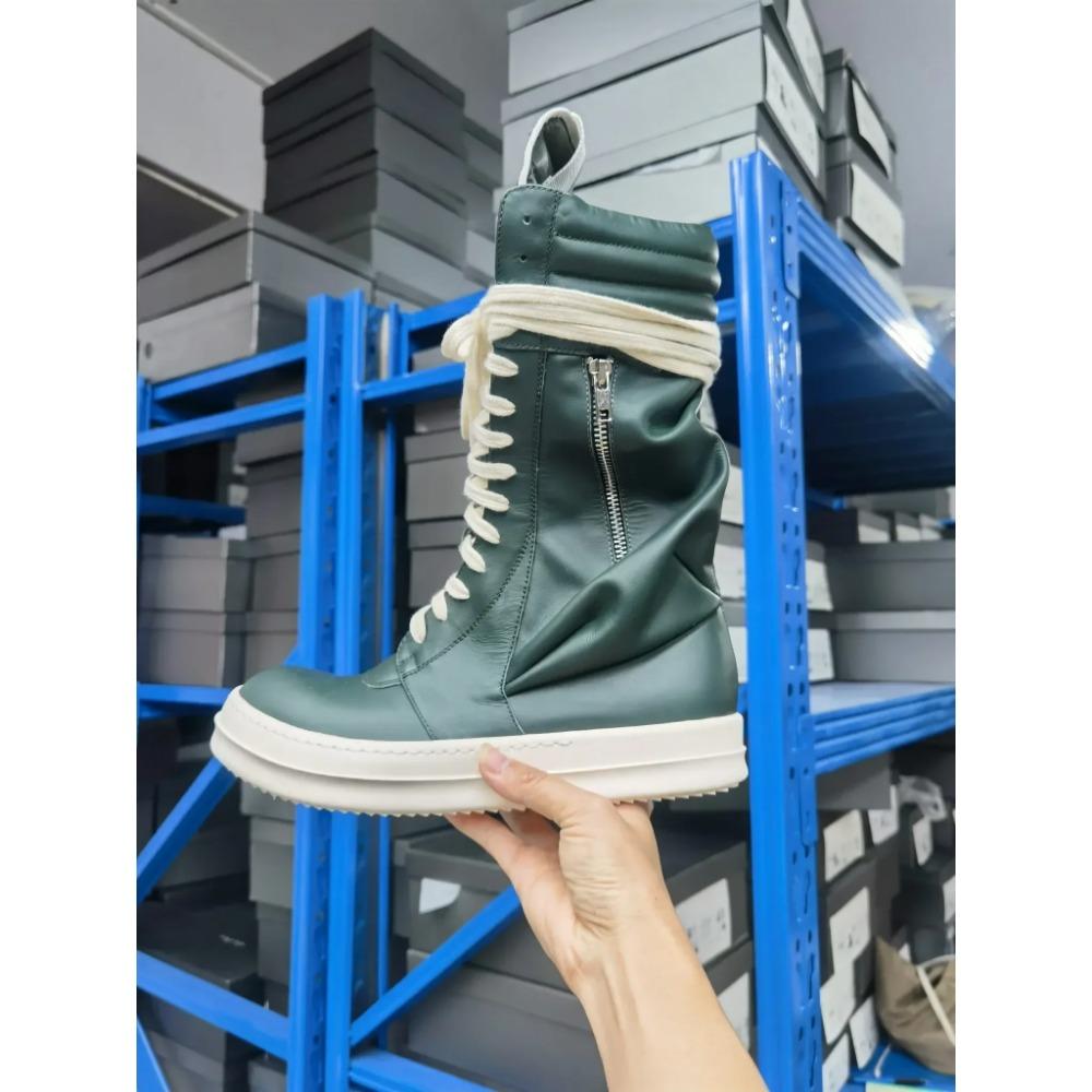 Рик Винтажные Высокие Ботинки Мужские Мотоциклетные Ботинки Высочайшего Качества Натуральная Кожа Бренд Молния Длинные Ботинки Женские Карманные Ботинки до Икры