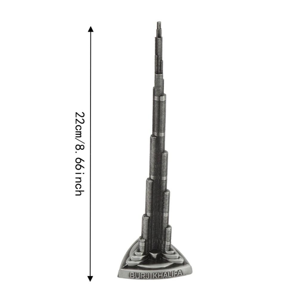 1pcs Miniature Size Dubai Landmark Building Model 8.66in Height Metal Tower Statue Home Decoration