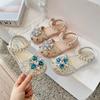 Сандалии для девочек со стразами, детские туфли принцессы с жемчугом и блестками, модная детская обувь с полыми носами, мягкая подошва