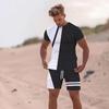 Summer Men Beach T Shirt Tracksuit 2 Piece Sets 3D Print All-Match Sports Short Sleeve Round Neck Casual Style Clothing 6XL