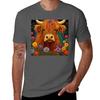 Sweet Scottish Highland Cow Under The Stars Tshirt Street Fashion Casual Tee Shirt
