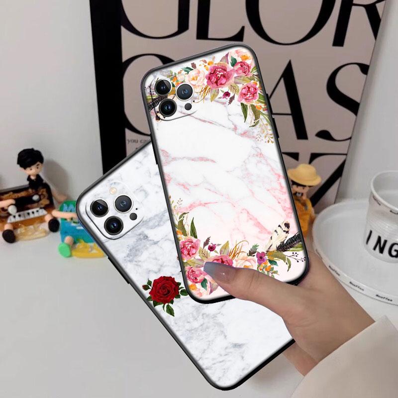 Red Rose Marble New High-End Shell Phone Case for Redmi Note 10 11 12 Pro Max 10S 10C 10T 11A 11S 12S 12C