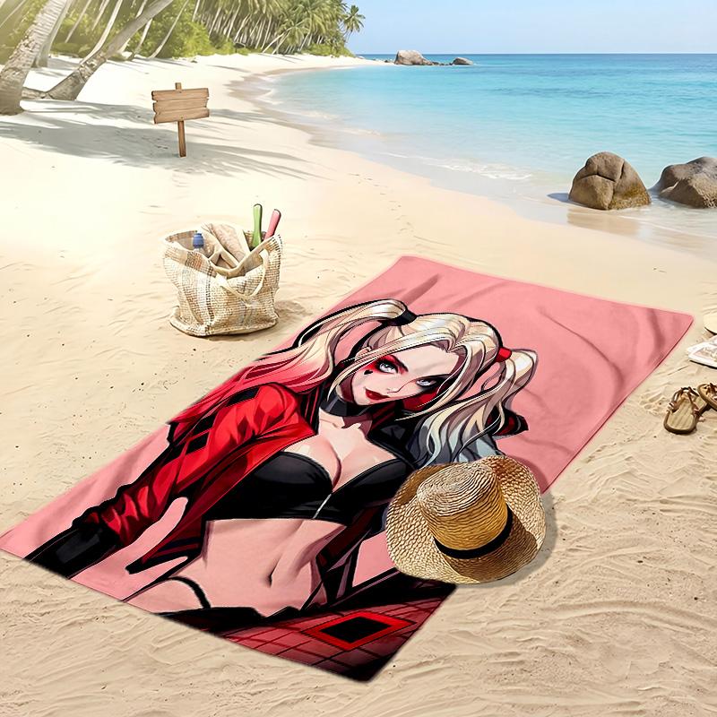 harley Quinn cartoon Printed Quick Dry Beach Towel Super Absorbent Soft Lightweight Bath Towel for Pool Summer Travel