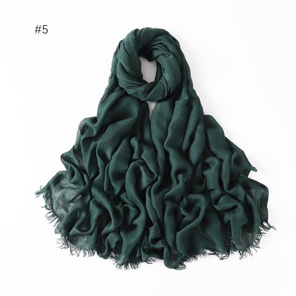 Fashion Muslim Cotton Rayon Modal Hijab For Women Headscarf Long Shawls Islam Hijab Turbans Head Wrap Solid Fringe Scarves