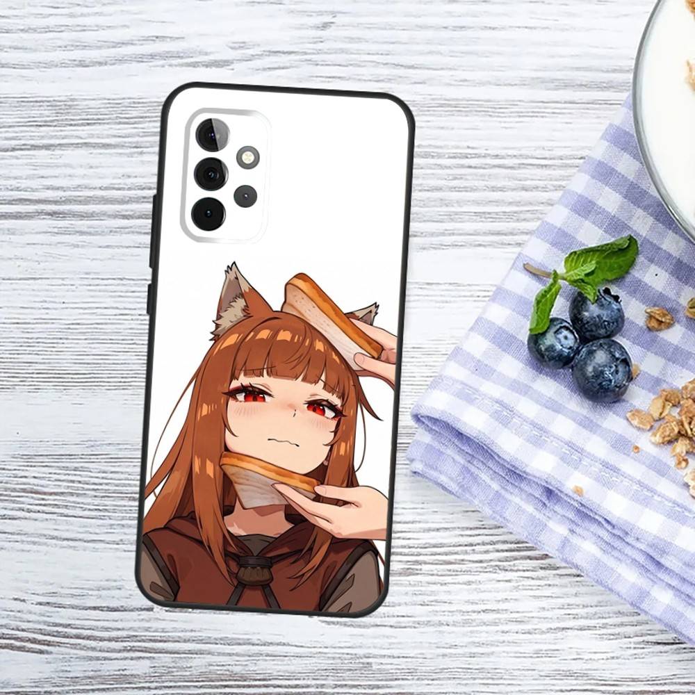 Anime S-Spice and Wolf Phone Case For Samsung Galaxy A73,31,32,72,41,53,52,71,22,5G,Note,J7,8,9 Soft Black Cover