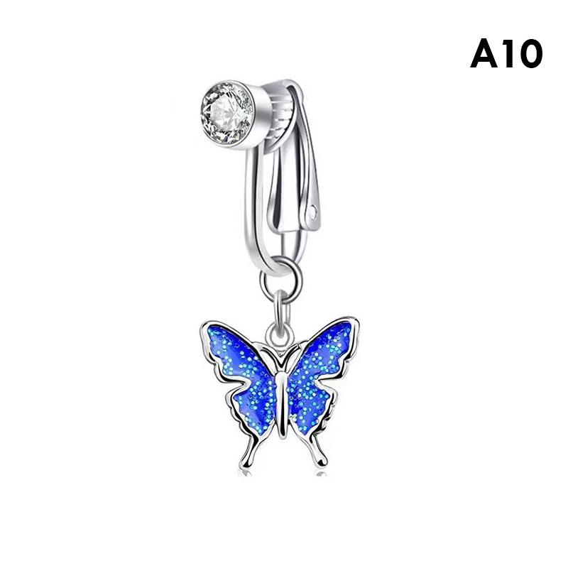 Поддельные кольца для пупка, свисающие кольца для женщин, бабочка, сердце, луна, свисающие кольца для пупка, непирсинг, ювелирные изделия