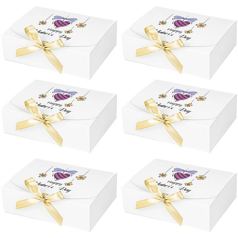 WTEMPO День матери/День рождения матери Розовые подарочные коробки Ежедневные подарки Универсальные упаковочные коробки Сделай сам Складные бумажные коробки с бантом из ленты