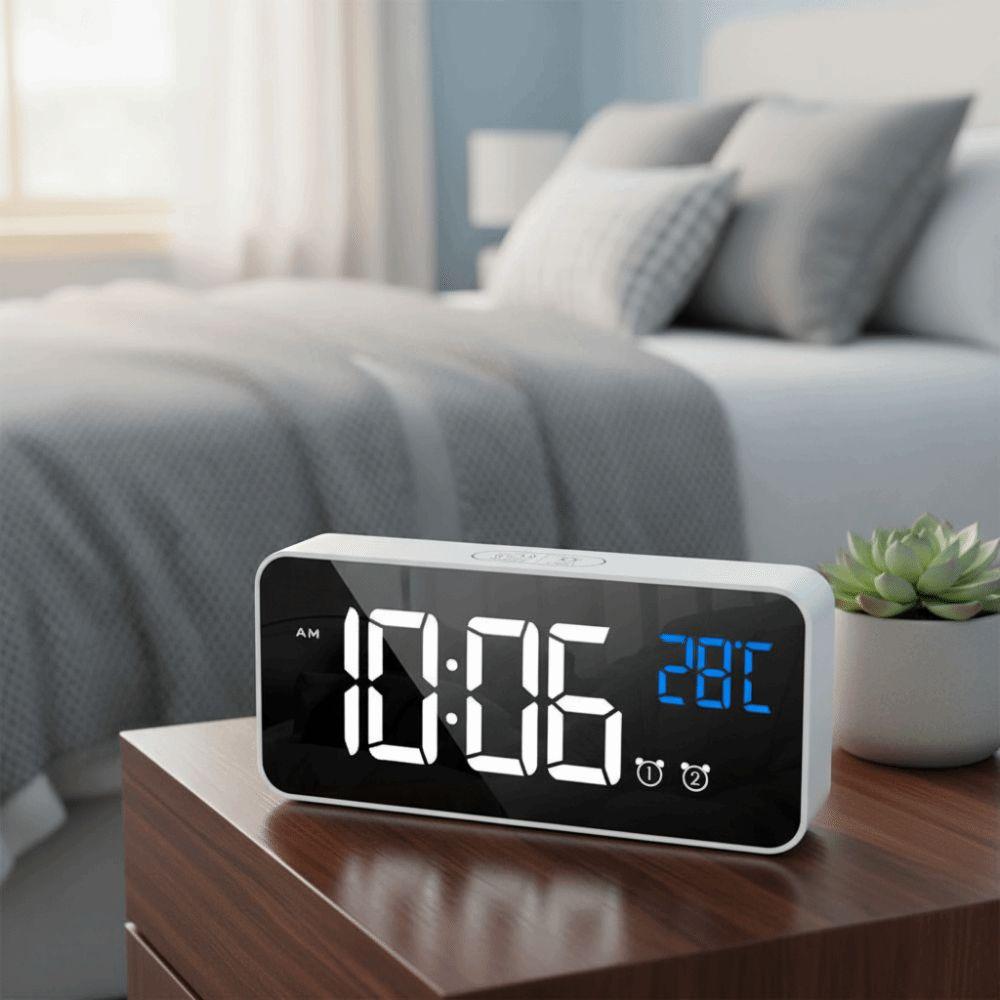 Voice Control Music Alarm Clock Brightness Adjustment Desk Clock LED Digital Clock  Bedside Use