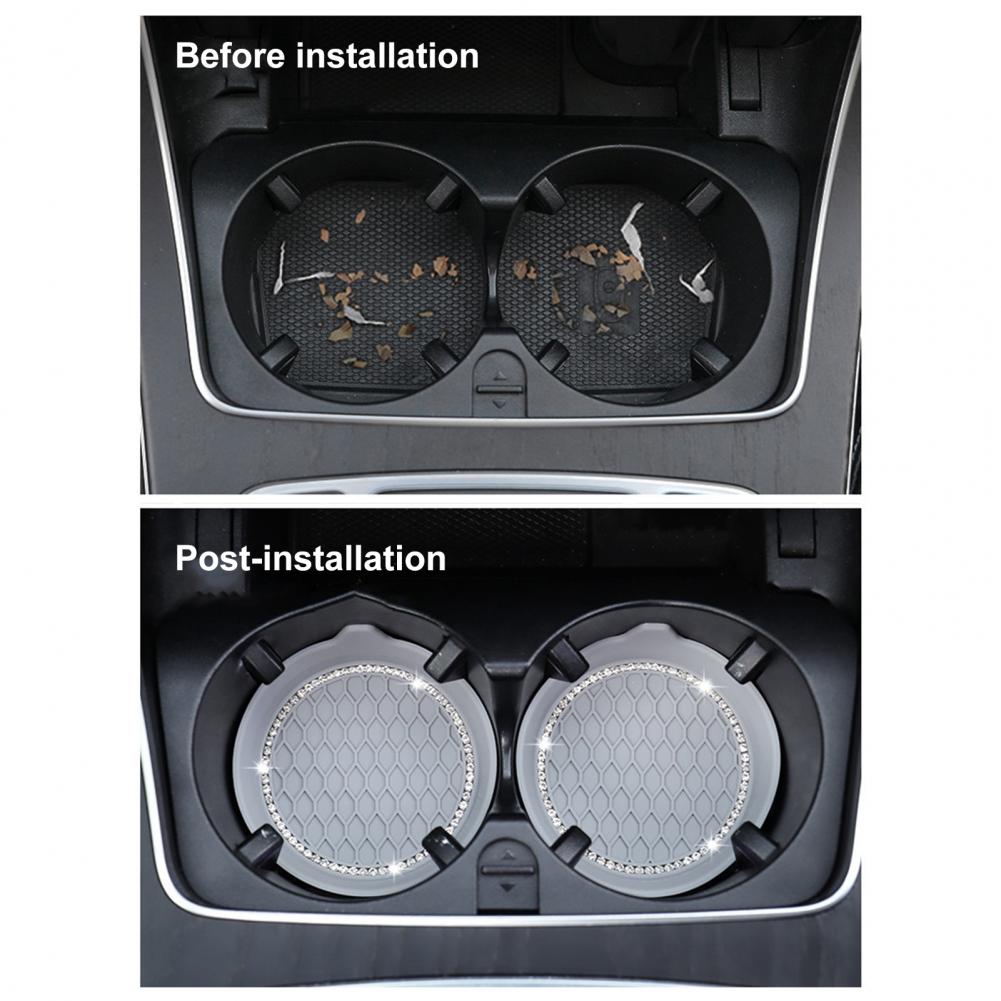 4Pcs Car Cup Holder Coaster Bling Rhinestone Anti-Slip Waterproof Heat Resistant Water Bottle Pad Mat SUV Truck Car Styling Inte