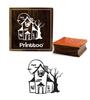 Printtoo Halloween Hunted House Design Square Wooden Rubber Stamp Brown Block-2 x 2