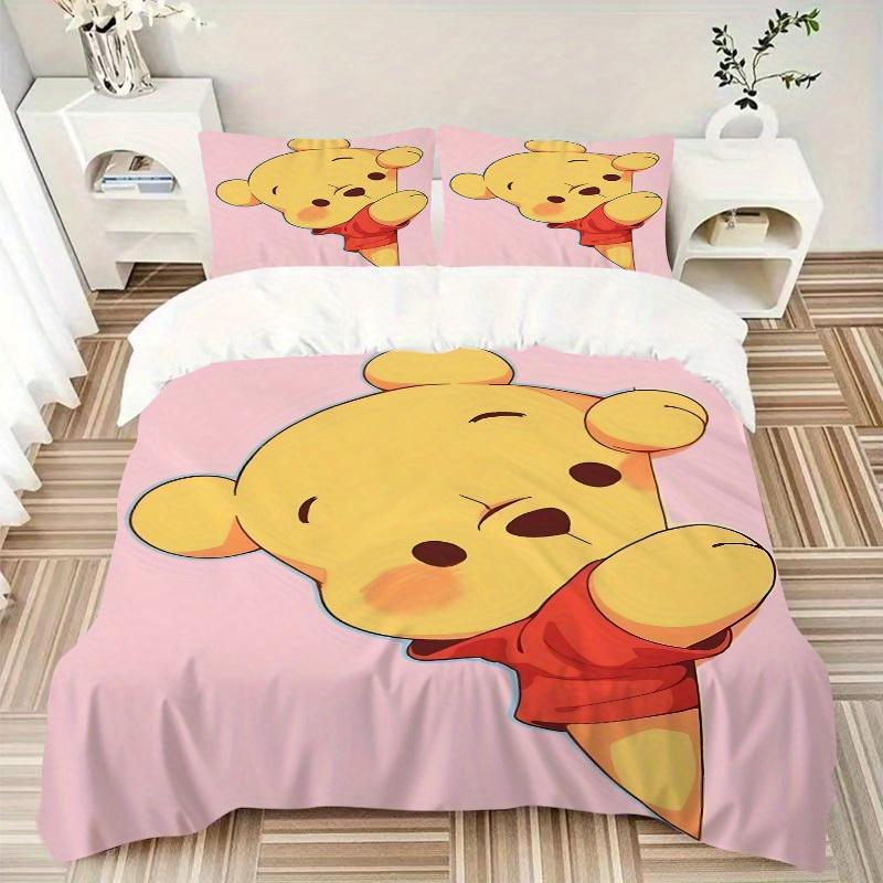 3pcs set Pooh Bear1pc of quilt cover+2pcs of pillowcase, no core, print bedding, All Seasons Bedroom Setting050