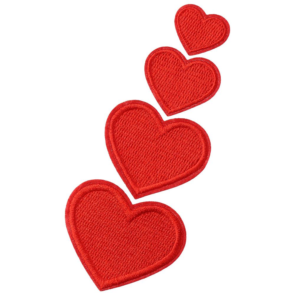 Red Iron On Heart Patches for Clothing Heart Shape Embroidered Pattern Patches  Backpacks