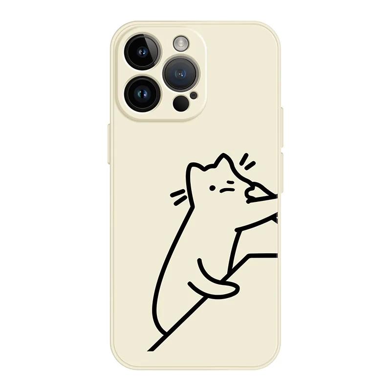 Смешная парная чехол-накладка для телефона с рисунком кошек для iPhone 15 14 12 11 13 16 Pro XS Max Mini XR Xs Plus SE Чехол для влюбленных