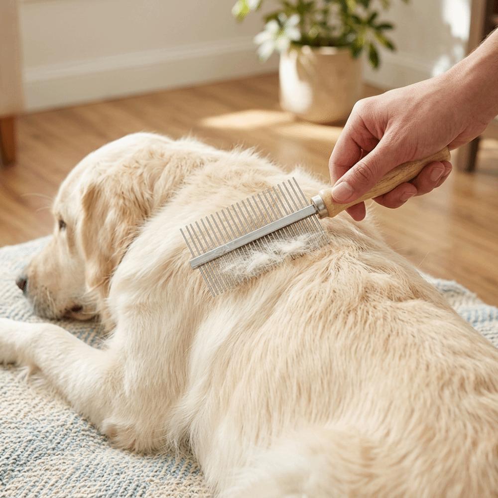 Wood Grip Double Sided Pet Comb Dual Tooth Wooden Handle Pet Comb Home Pet Grooming