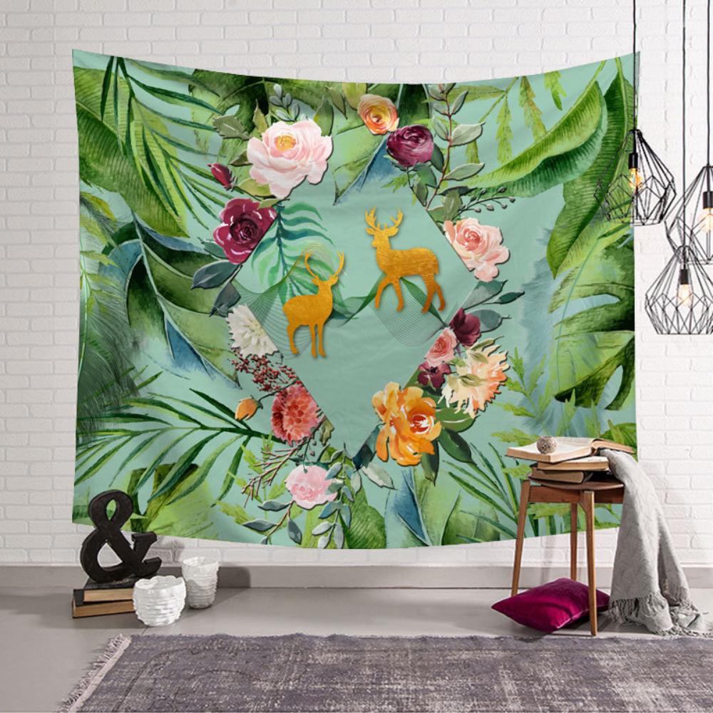 Гобелен с принтом, индивидуальный дизайн зеленых растений, фоновая ткань для скандинавской комнаты, подвесная ткань для спальни, настенная ткань