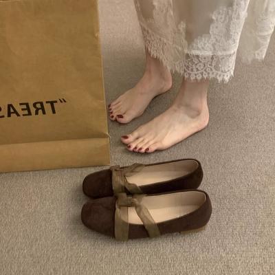 Нежный вечерний бриз балетки женские 2025 новые туфли Мэри Джейн на плоской подошве с бантом темпераментные универсальные женские туфли