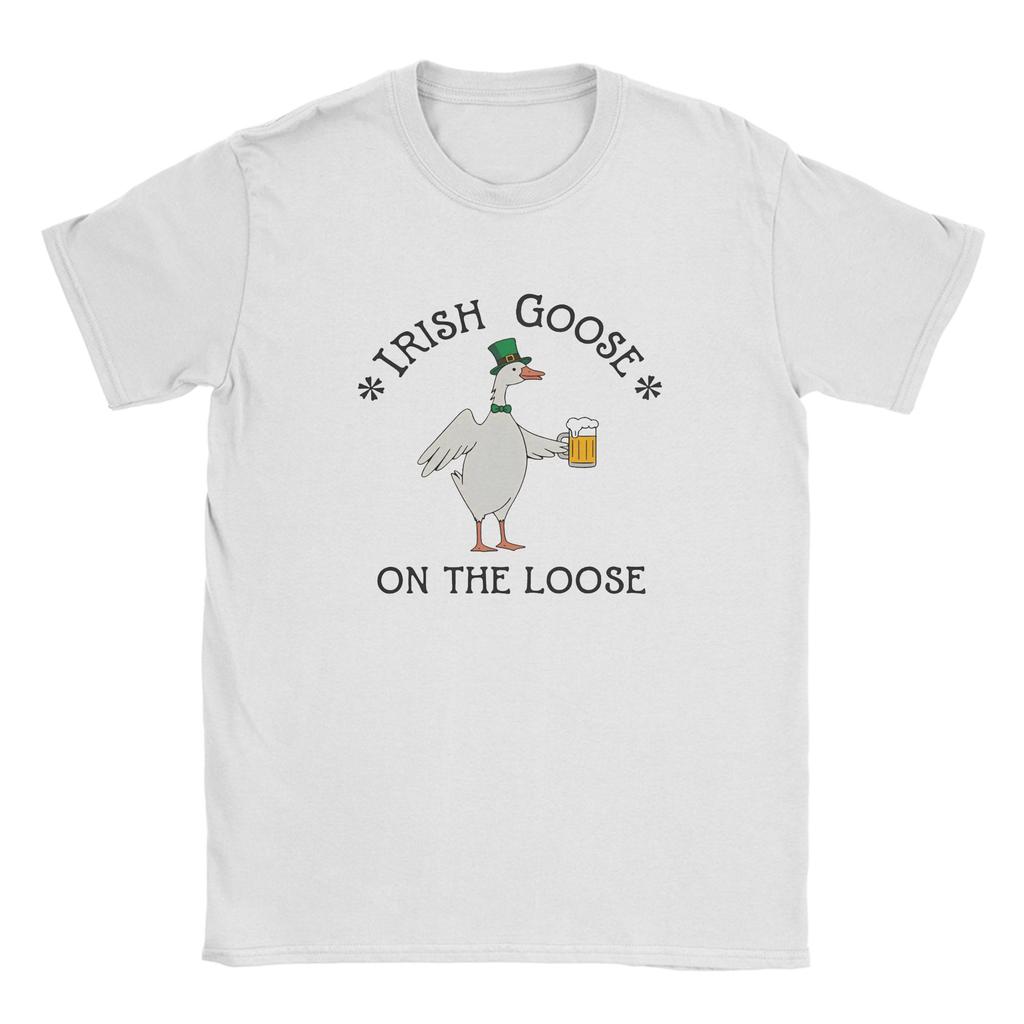 Lucky Goose on The Loose TShirt Summer St Patricks Day 100 Cotton T Shirts For Couple Tee Shirt Short Sleeves Vintage Tops
