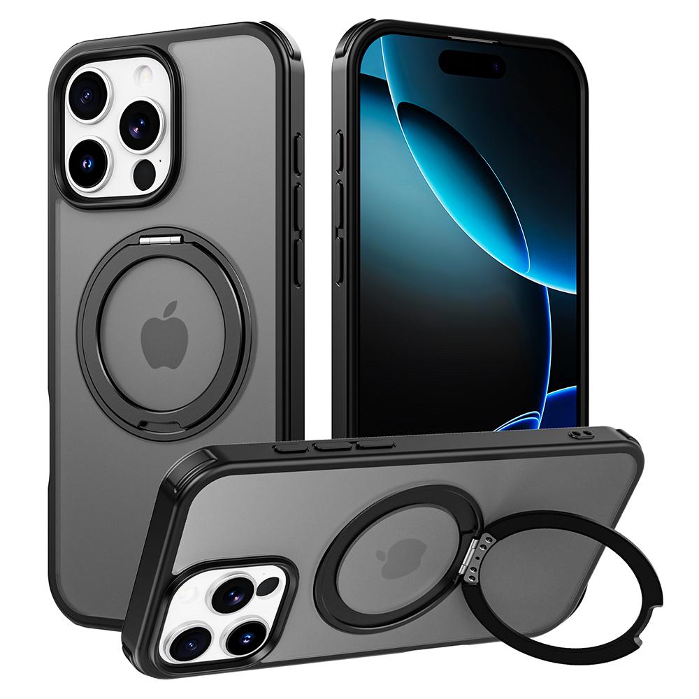 For iPhone 16 Pro Case Compatible with MagSafe Ring Kickstand TPU+PC Back Cover