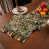 Yousheng Christmas Green Jacquard Table Runner with Tassel Decorative Festive Table Flag Dining Table Decoration for Home Restaurant Bar Kitchen
