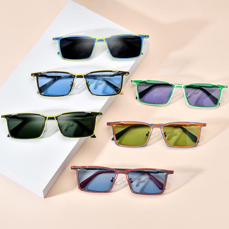 Borregls Colorful Titanium Sunglasses Men Brand Designer Square Fashion Women 2025 New Polarized UV400 Sun Glasses 185804T