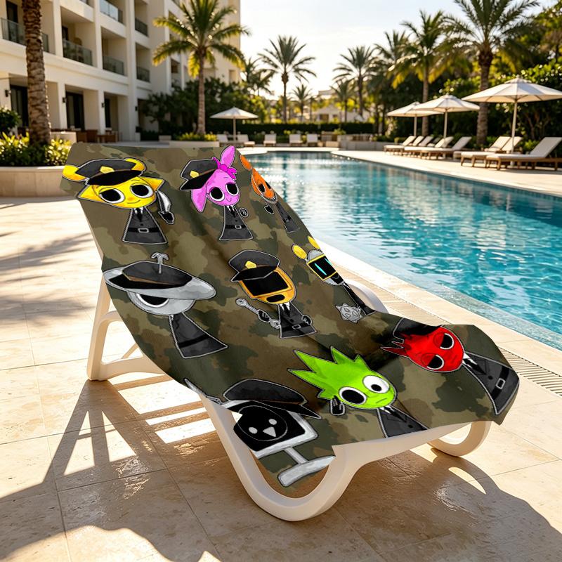 Sprunki Game Print Beach Towel Design, Soft, Lightweight. for Home Bathroom, Spa, Pool, Yoga, Surfing, Camping, Gift for Family, Friend