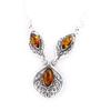 [K2610] - Silver Necklace 'Macbeth' Amber