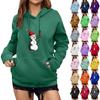 Women's Winter Christmas Printed Pullover Hooded Sweatshirt Fleece Long Sleeve Sweatshirt