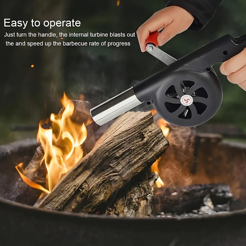 Portable Hand Crank BBQ Blower Fan , Ergonomic Air Blower with Detachable Handle, Compact Lightweight Design for Grill