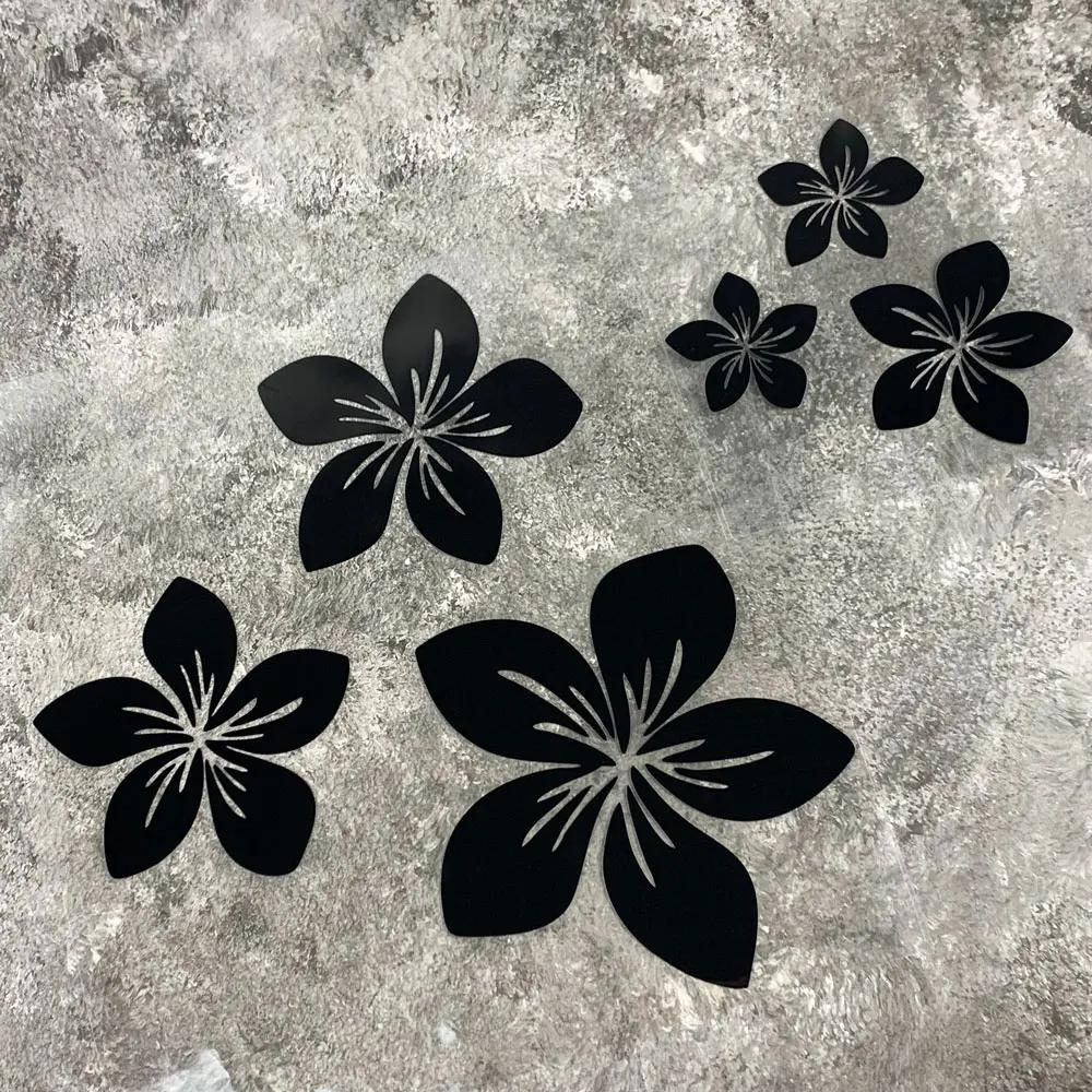 3pcs Pretty Flower Car Stickers for Auto Rear Window Bumper Body Helmet Cover Scratches Waterproof Blossom Motorcycle Decals