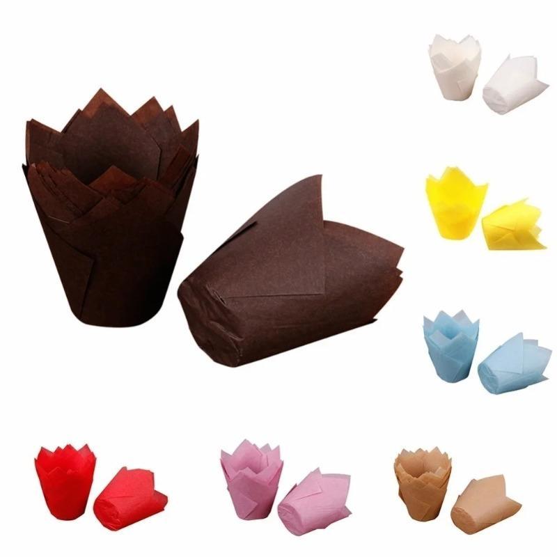 25/50 шт./лот Конфетный цвет Бумажная чашка для кексов Лайнер для выпечки Маффин Бокс Чашка Кейс Поднос для вечеринки Форма для торта Украшение Случайный цвет