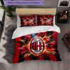 AC Milan Pattern 3 Pieces Bedding Set Soft Microfiber Duvet Cover with Pillow Cases for Bedroom