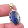 Natural Sodalite Gemstone 925 Solid Sterling Silver Two Tone Pendant 1.25'' F9k02