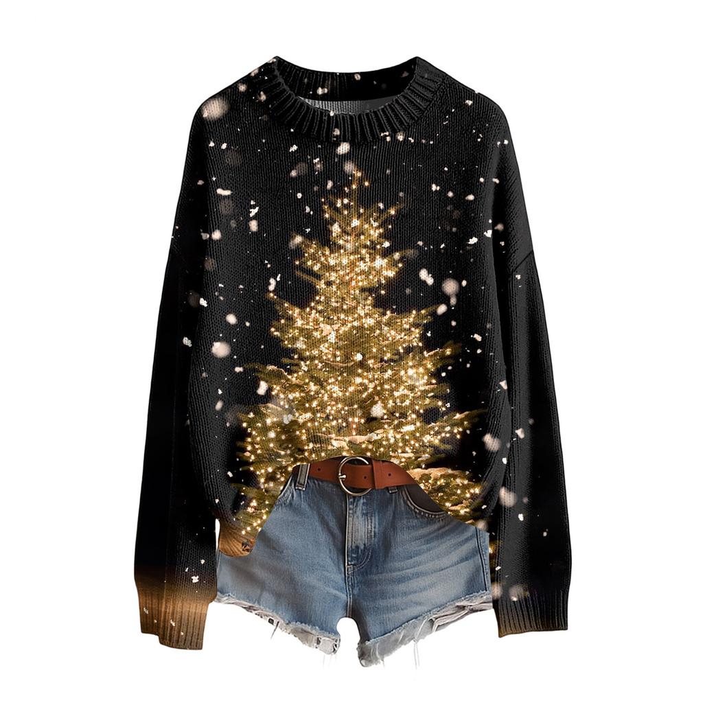 Women's Funny Women's Christmas Sweater R-Neck Christmas Jumper Christmas Outfit Ugly Sweatshirt Christmas Costume