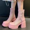 Platform Women's Mesh Summer Cooling Boots 2025 New Spring and Summer Cutout Breathable Super High Heel Booties