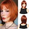 Оранжево-красный женский парик с короткой волной, комплект коротких прямых волос с париком из термостойкого волокна, простой и естественный