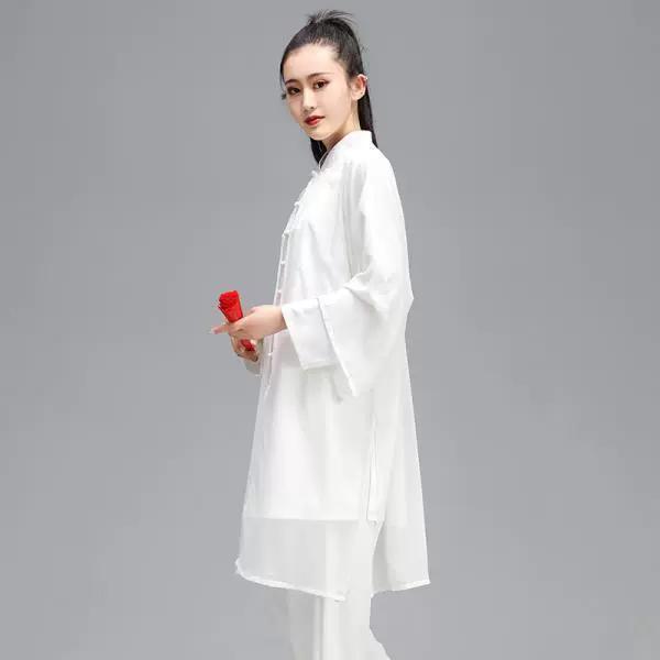 Tai Chi Clothing Women's Gauze One-piece Practice Cloak Elegant Outer Cloak Male Chinese Style Group Performance Competition Shawl