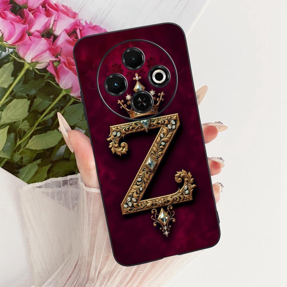 2025 Модный чехол с буквой и короной для Tecno Spark 30C 30 Pro 4G Черный силиконовый мягкий чехол для Tecno Spark30C 30 30Pro Чехлы для телефона