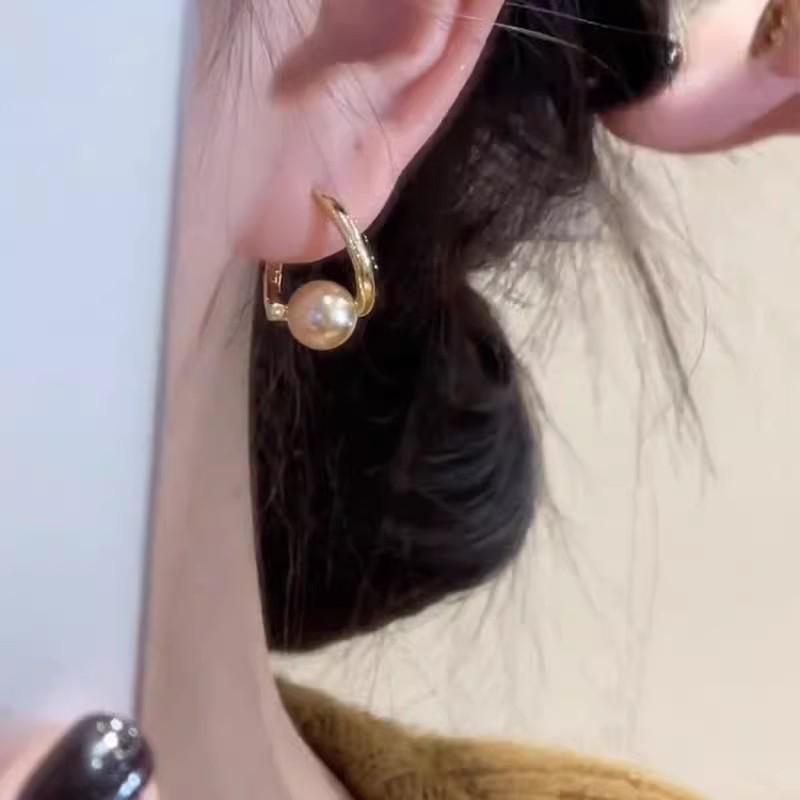 Elegant High-End Pearl Earrings for Women - Geometric Design, Celebrity Style