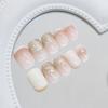 Champagne Fine Flash Milk White French Gradual Change Temperament Sweet Fake Nails Removable Manicure Tablets 24 Pieces