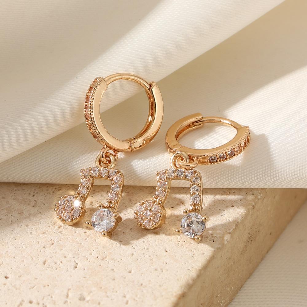 Простые серьги-подвески в виде нот для женщин, с кубическим цирконием, на каждый день, для вечеринок