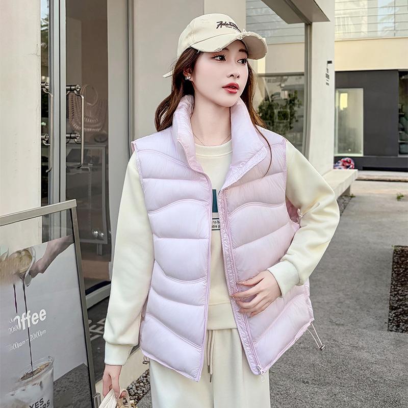 Versatile down cotton vest women's stand-up collar waist thin vest vest winter vest jacket