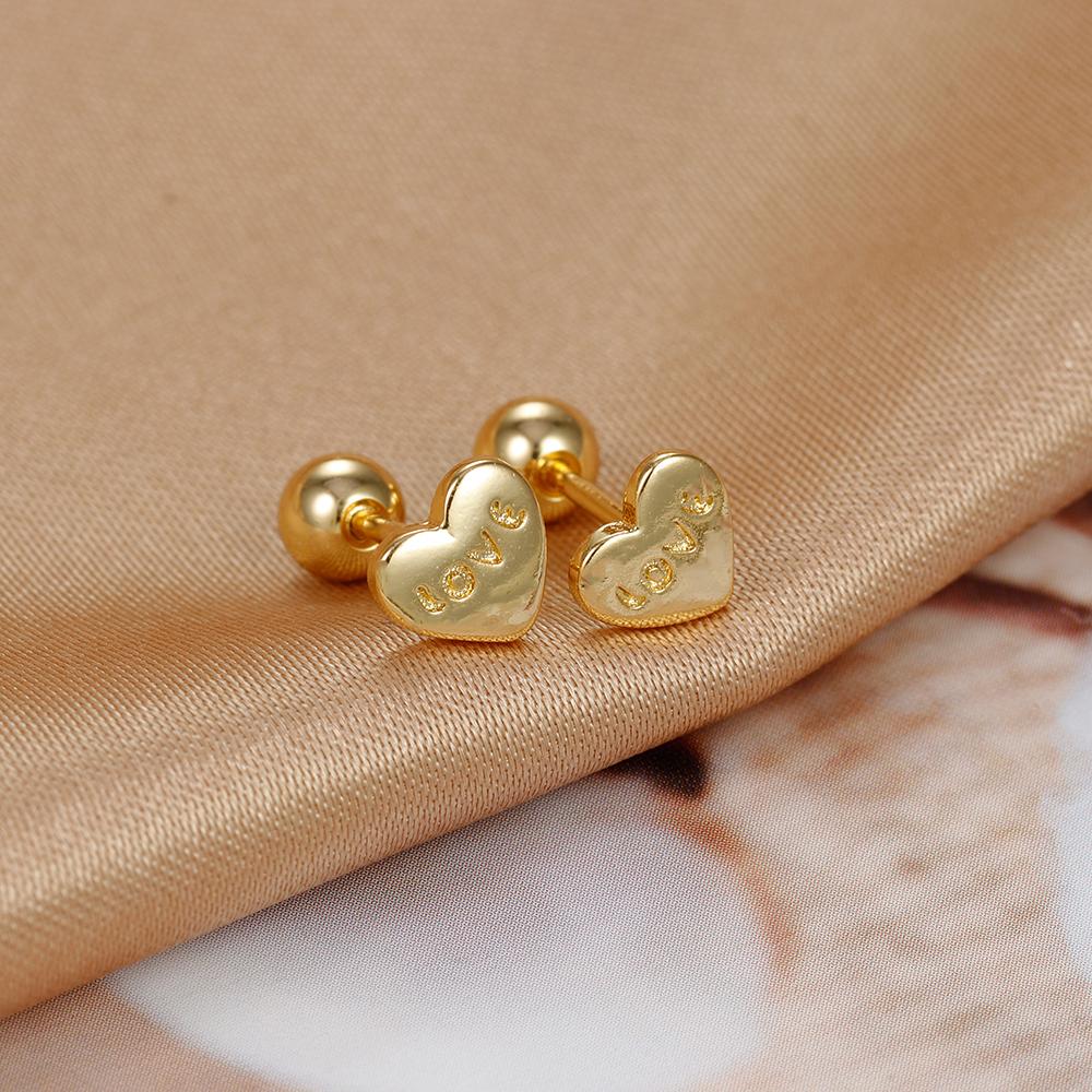 Simple Geometric Triangle Moon Small Stud Earrings For Women Fashion Stainless Steel Heart Hand Piercing Earring Punk Jewelry