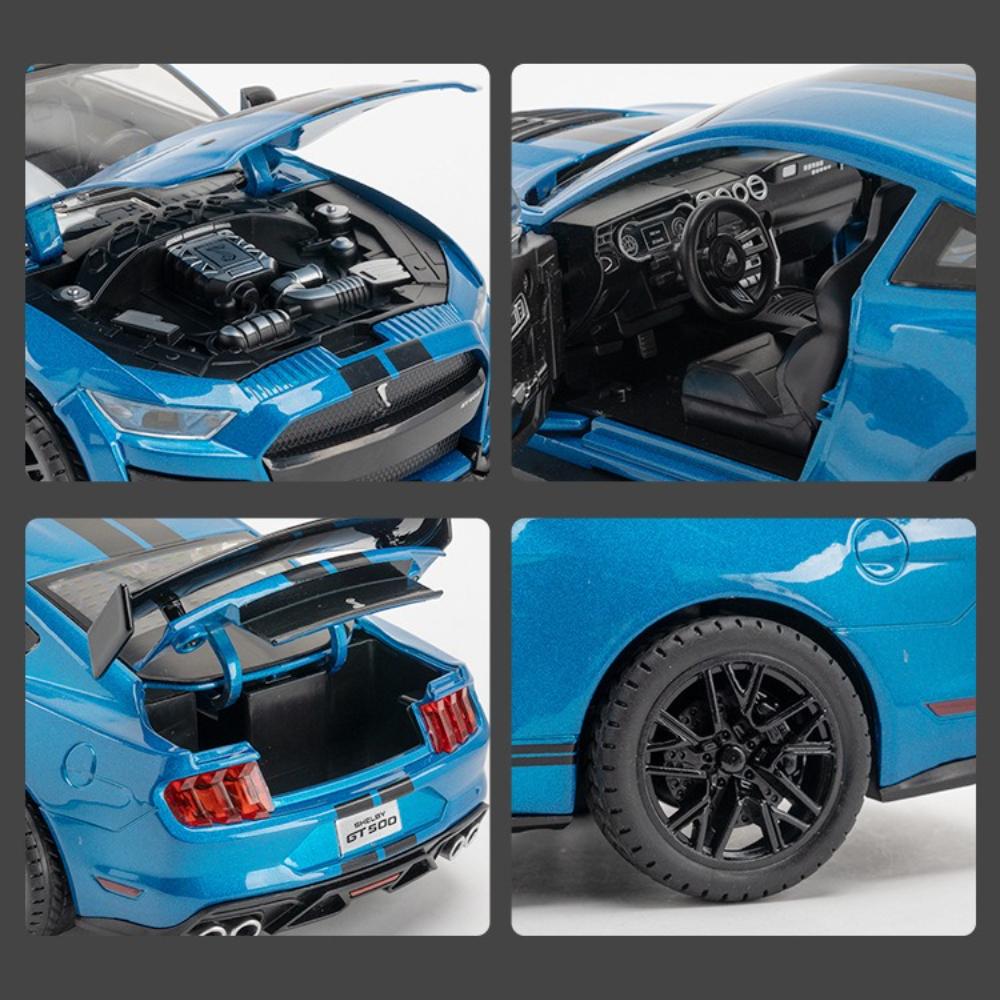 1:18 Шелби GT500 Сплав Спортивный Автомобиль Модель Литье под Давлением Металл Гоночный Автомобиль Транспортные Средства Модель Симуляция Звук Свет Детские Подарки