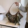 Vintage Leopard Print Bag for Women  Large Capacity Shoulder Bag for Work and Commuting  New Autumn Fashion Trend