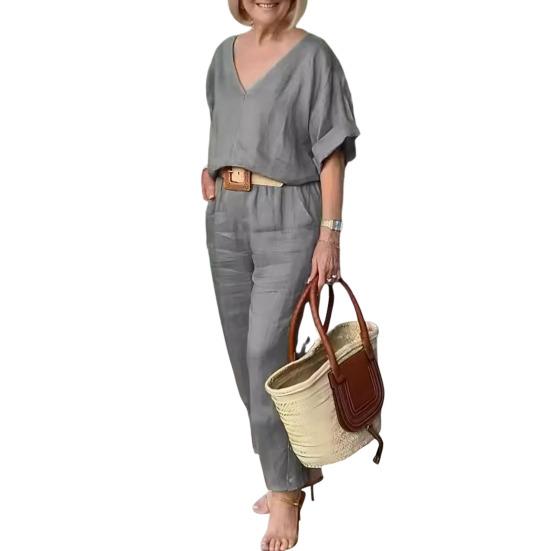 2 шт./компл., блузка, комплект брюк, топ с v-образным вырезом и длинными рукавами, широкие брюки, свободные брюки с эластичной резинкой на талии, повседневная домашняя одежда для поездок на работу, наряд